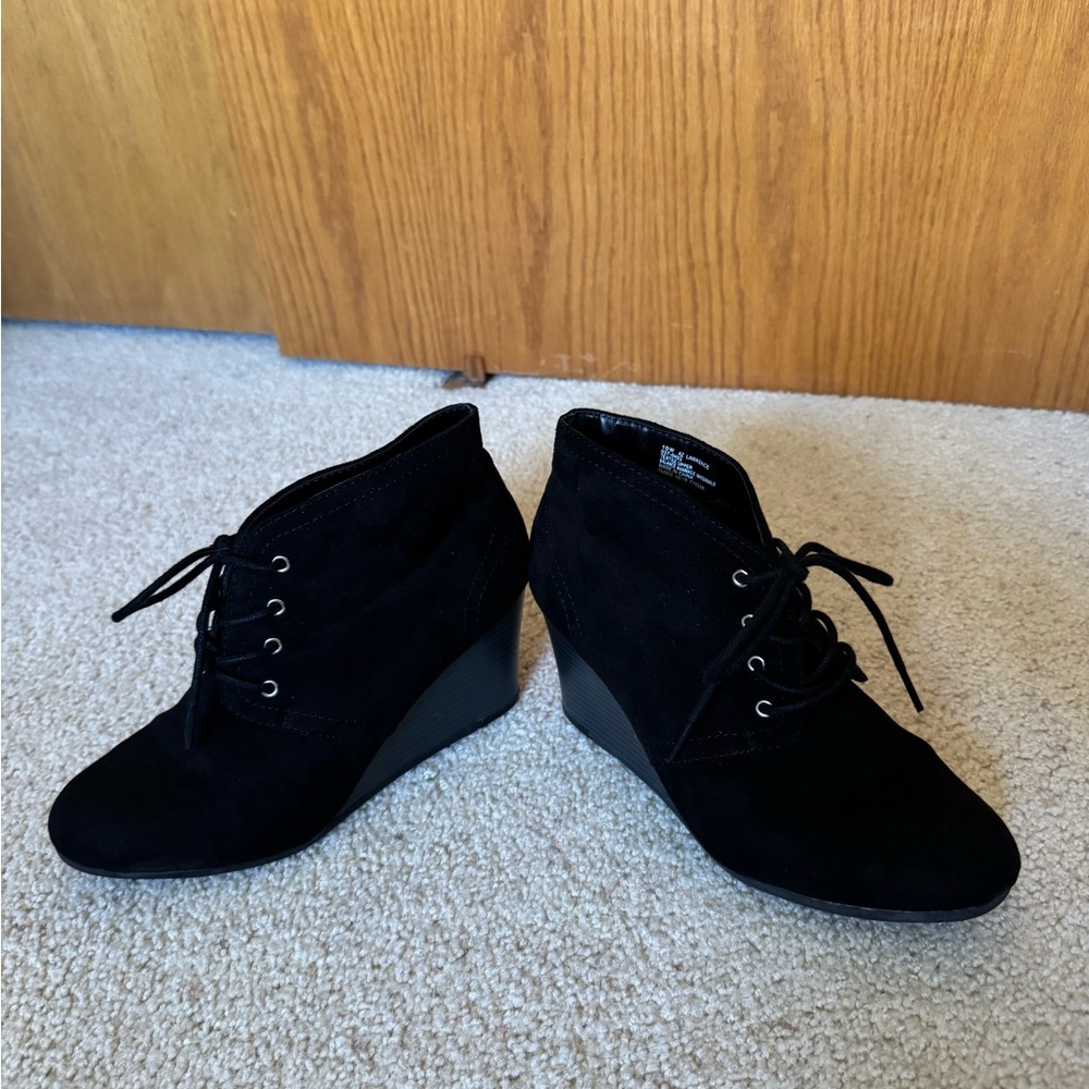 Black Suede Women's Wedge Ankle Boots